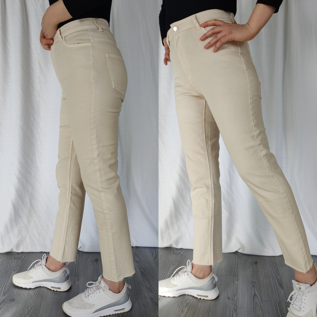 Série 8P Jean Mom fit moulant taille haute