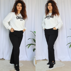 Jean straight avec fente Grande taille