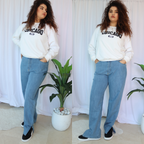 Jean straight avec fente Grande taille