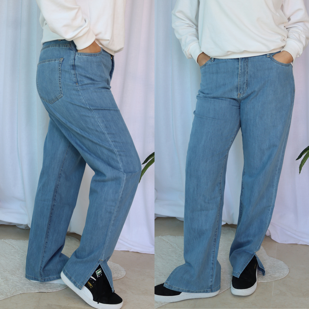 Jean straight avec fente