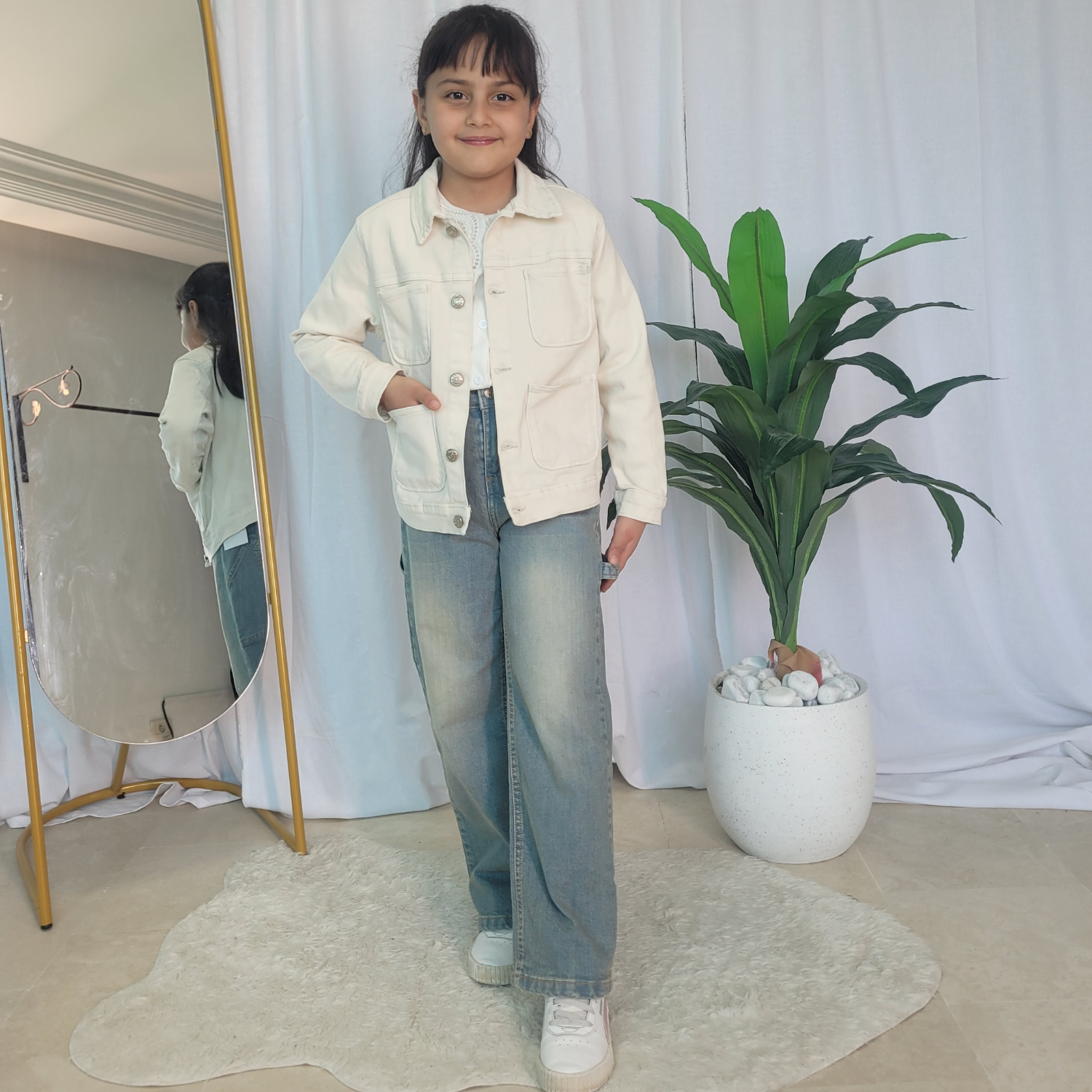 Baggy Fillette - Bleu dirty