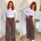 Pantalon baggy cargo à poches fantaisies