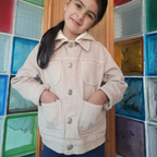 Surchemise fillette avec capuche - Beige