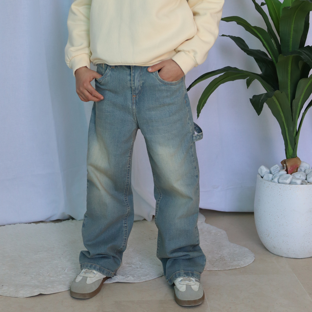 Jean Baggy Garçon - Bleu dirty