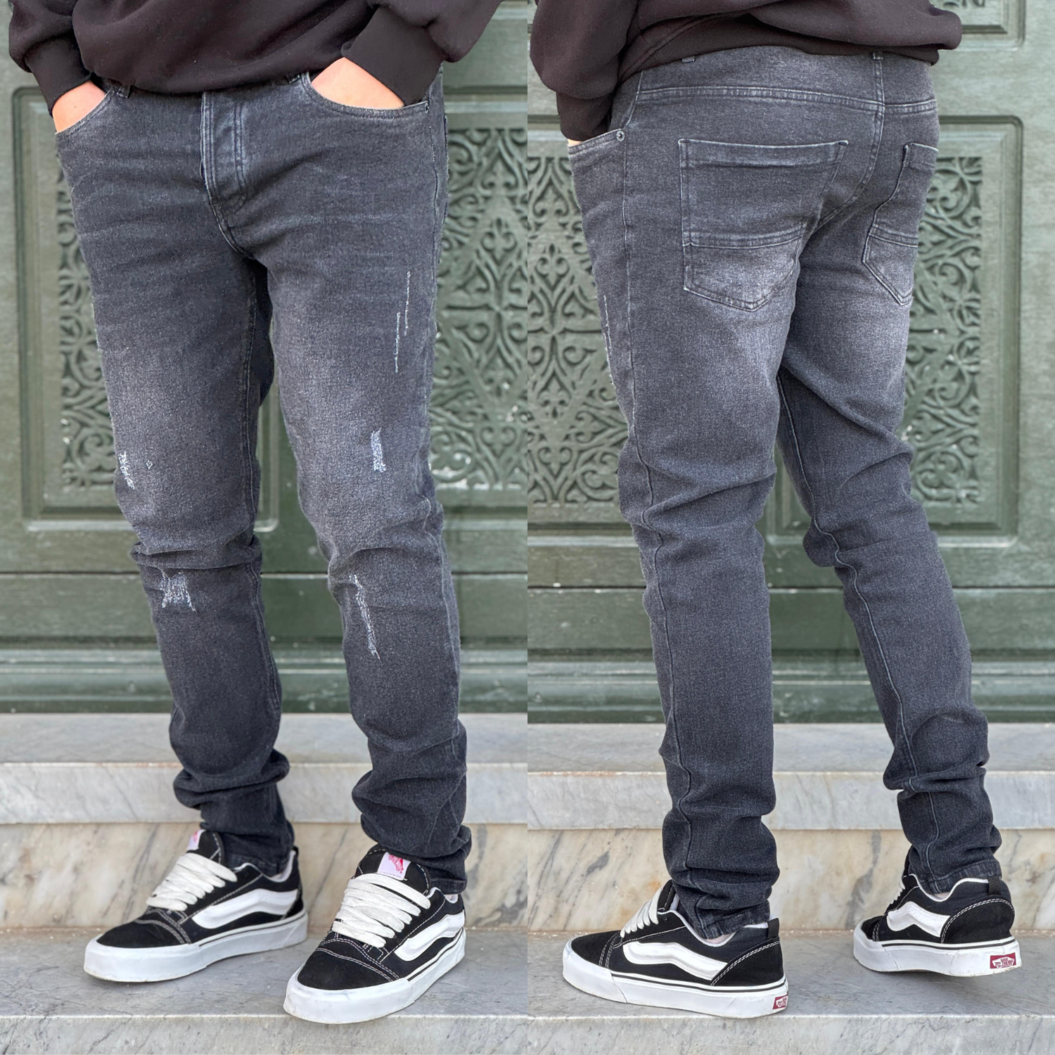 Jean simple coupe slim - Noir délavé