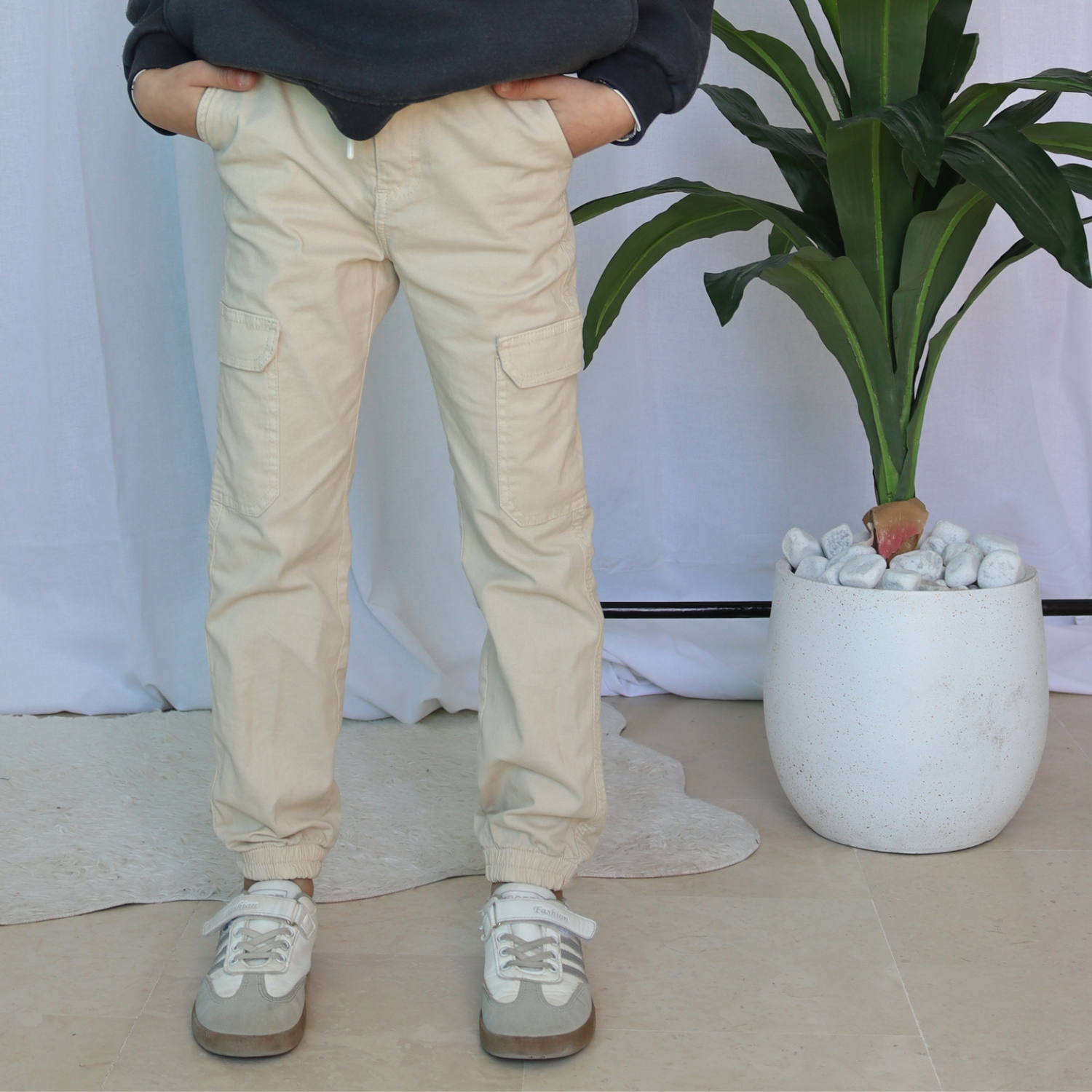Pantalon Cargo Enfant - Écru