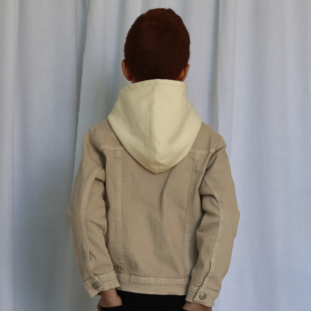 Surchemise garçon avec capuche en jean - Beige
