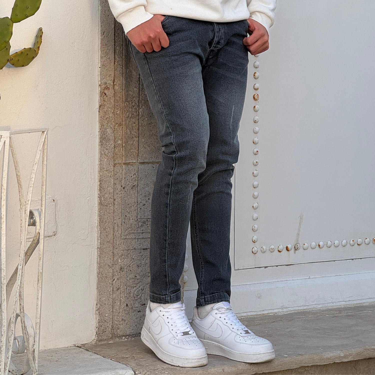 Jean simple coupe slim - Gris délavé