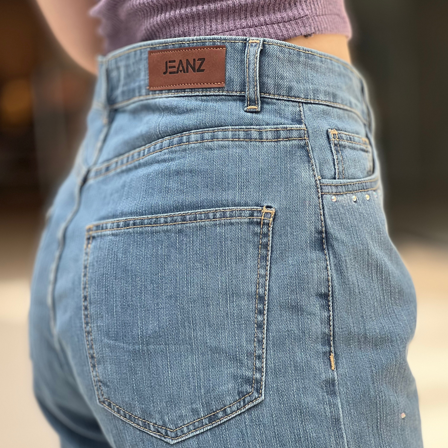 Jean Straight avec fente Strassé