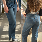 Jean straight avec fente Grande taille