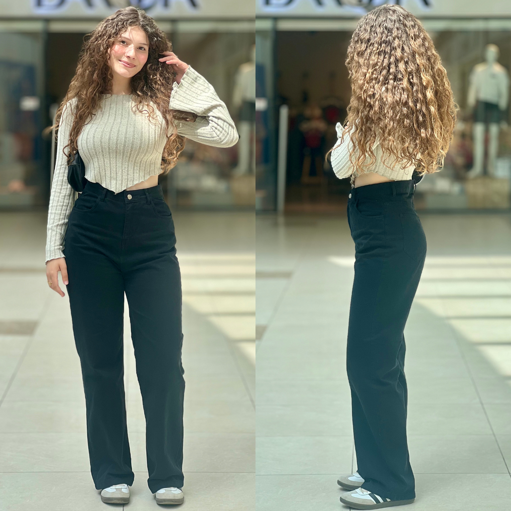 Jean straight taille haute