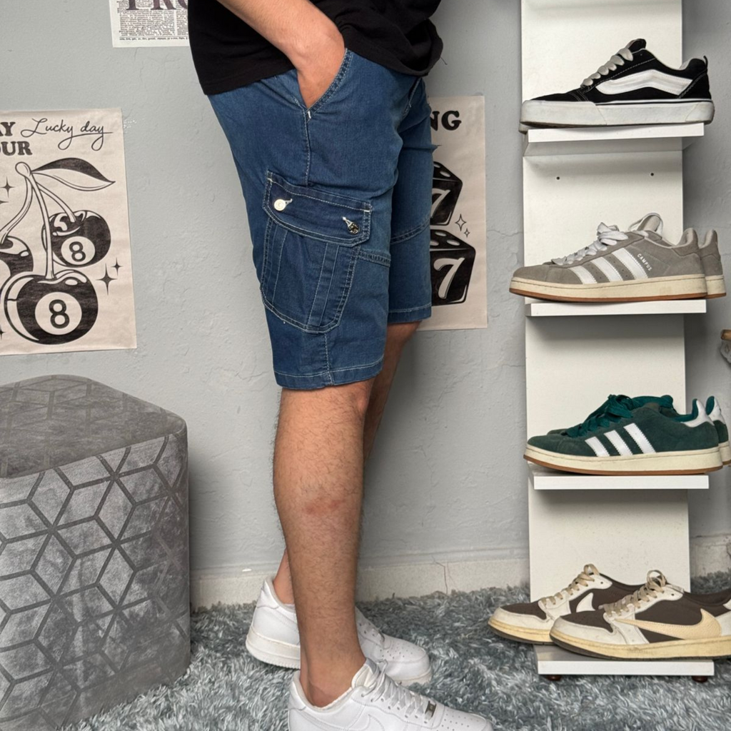 Short cargo confort en jean