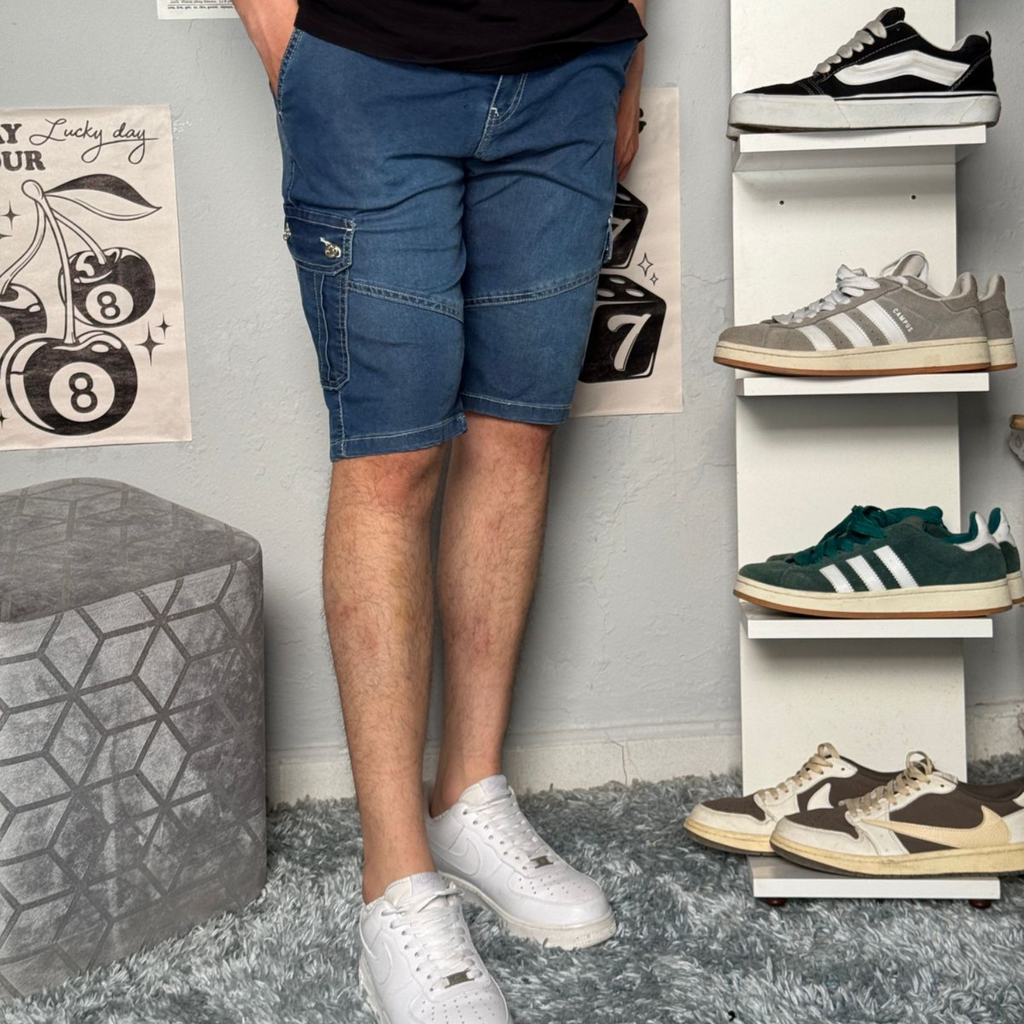 Short cargo confort en jean