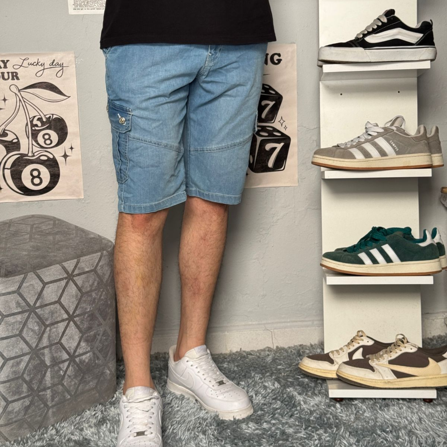 Short cargo confort en jean