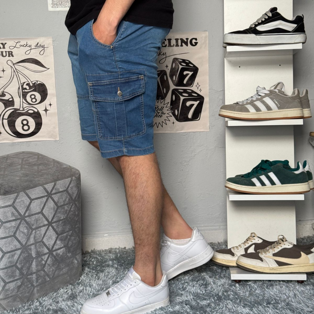 Short cargo en jean