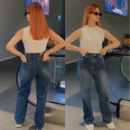 Jean straight taille haute