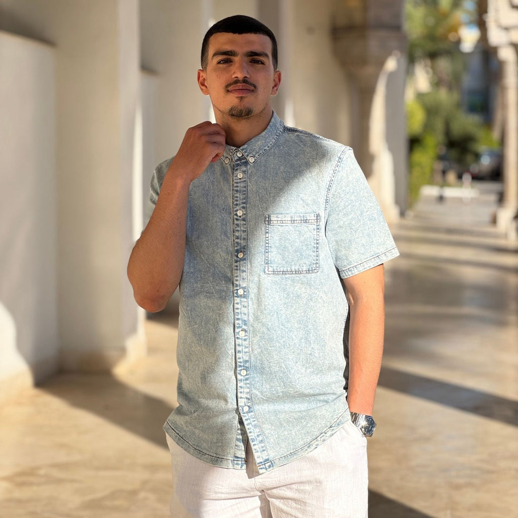 Chemise en Jeans Avec Manches Courtes