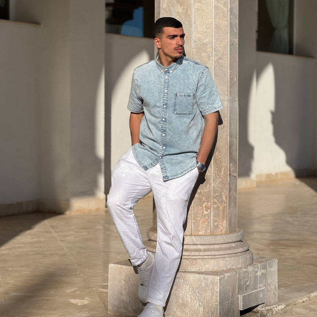 Chemise en Jeans Avec Manches Courtes