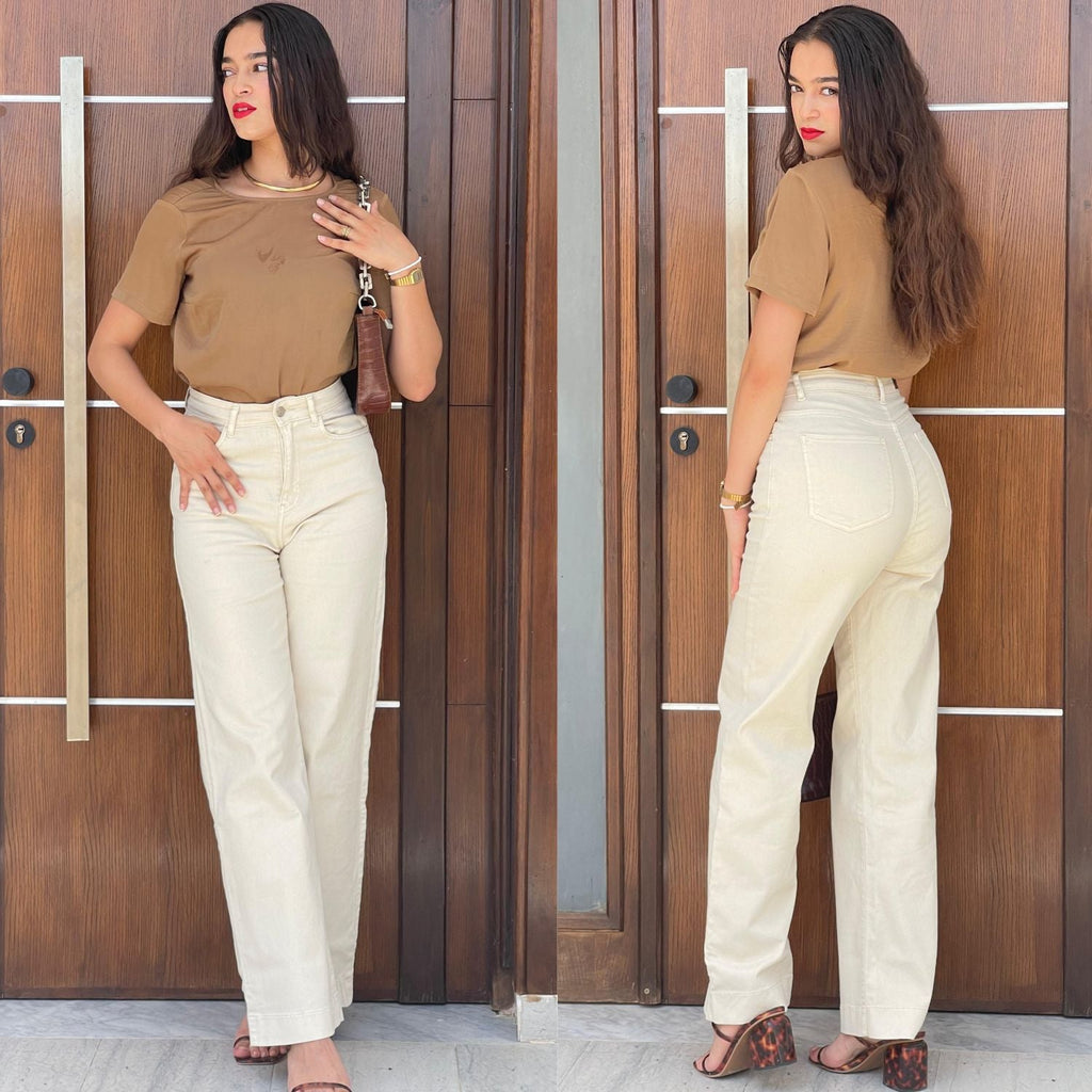 Jean Baggy Taille Haute avec Ourlet