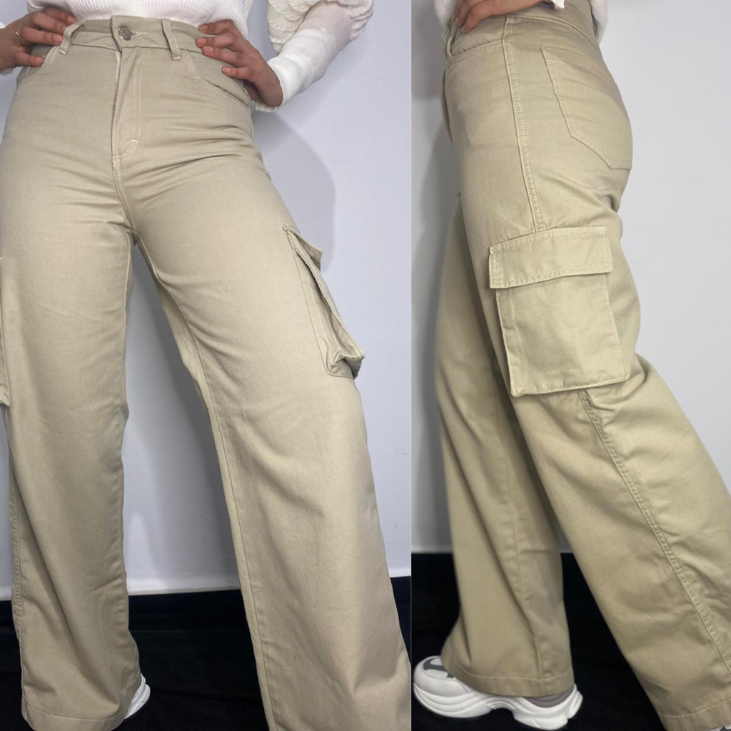 Pantalon baggy cargo à poches fantaisies