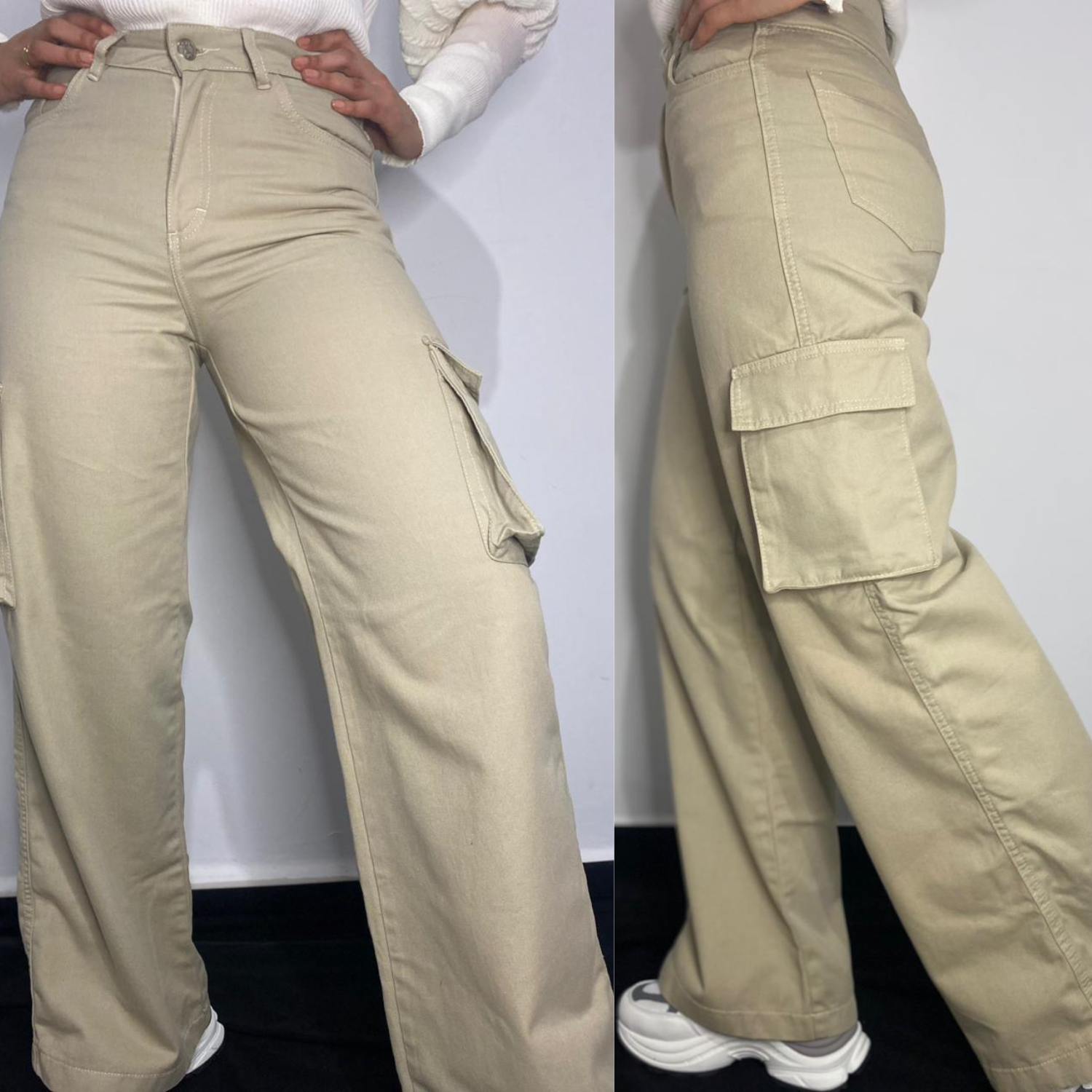Pantalon baggy cargo à poches fantaisies