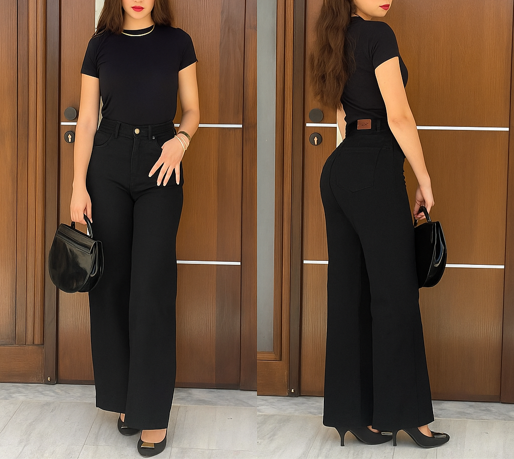 Jean Baggy Taille Haute avec Ourlet