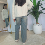 Baggy Fillette - Bleu dirty