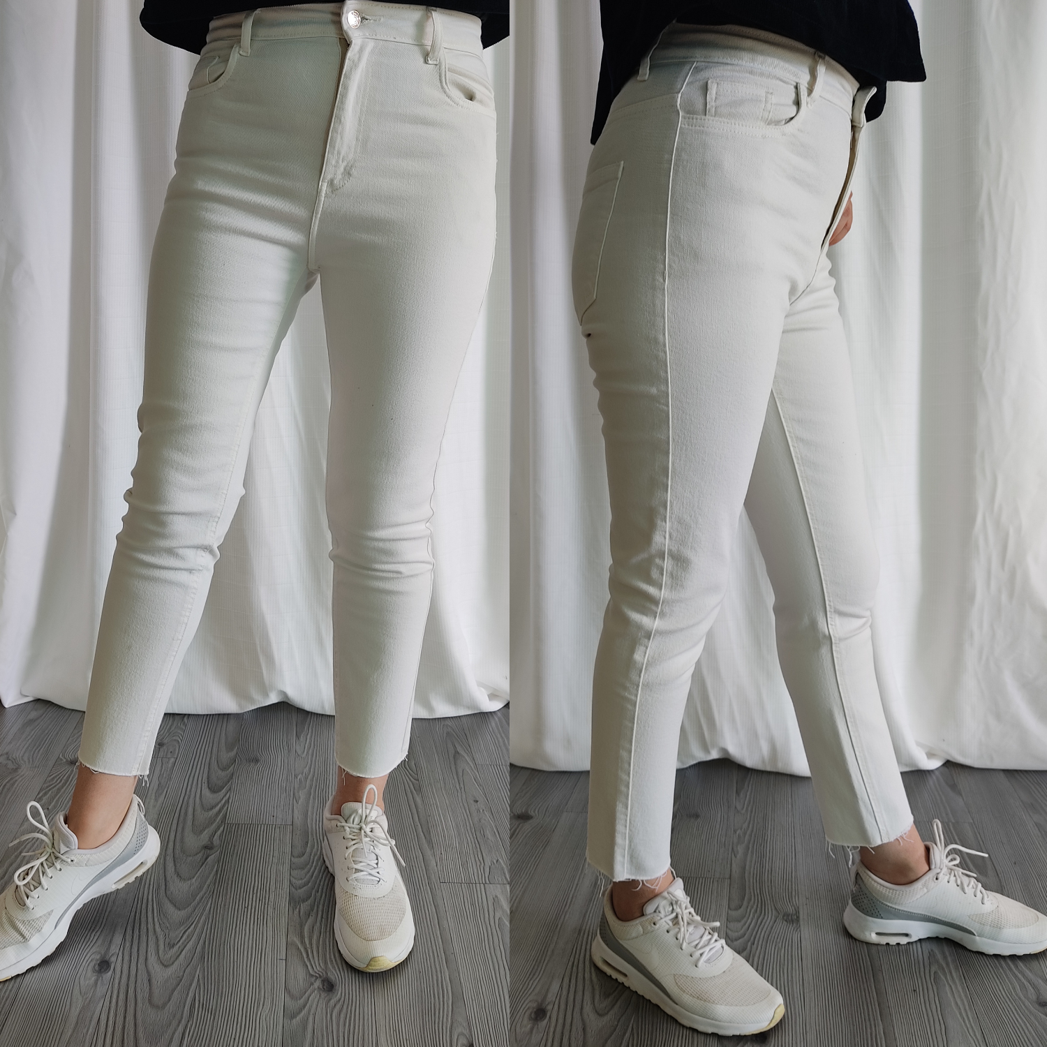 Série 8P Jean Mom fit moulant taille haute