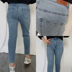 Jean Mom fit moulant taille haute