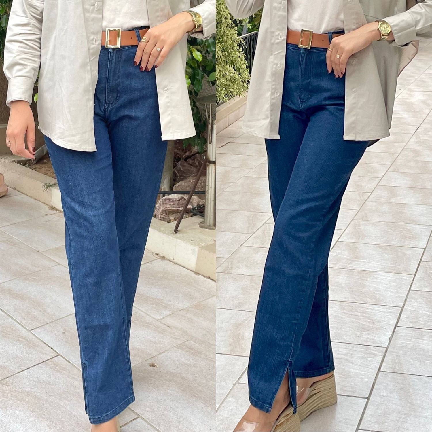 Jean straight avec fente