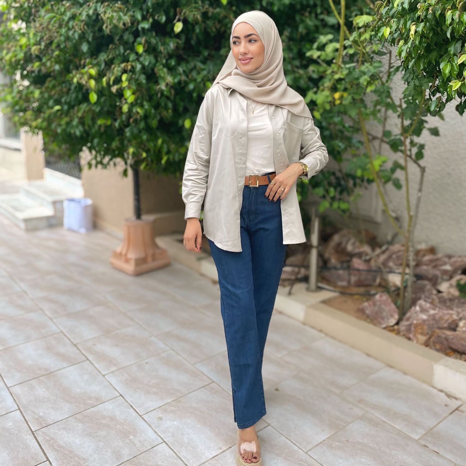 Jean straight avec fente