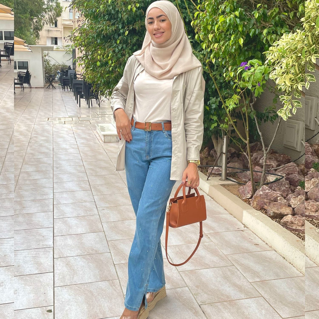 Jean straight avec fente