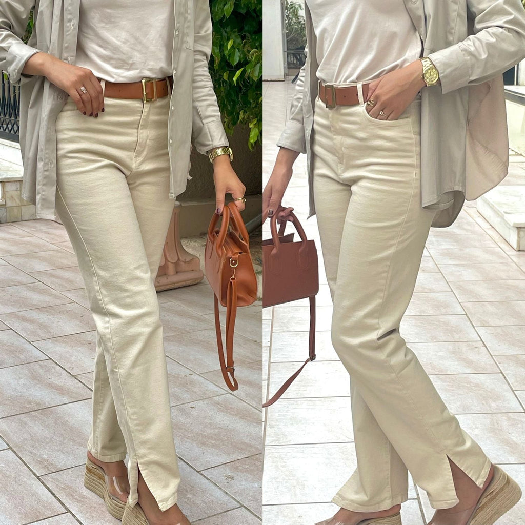 Jean straight avec fente