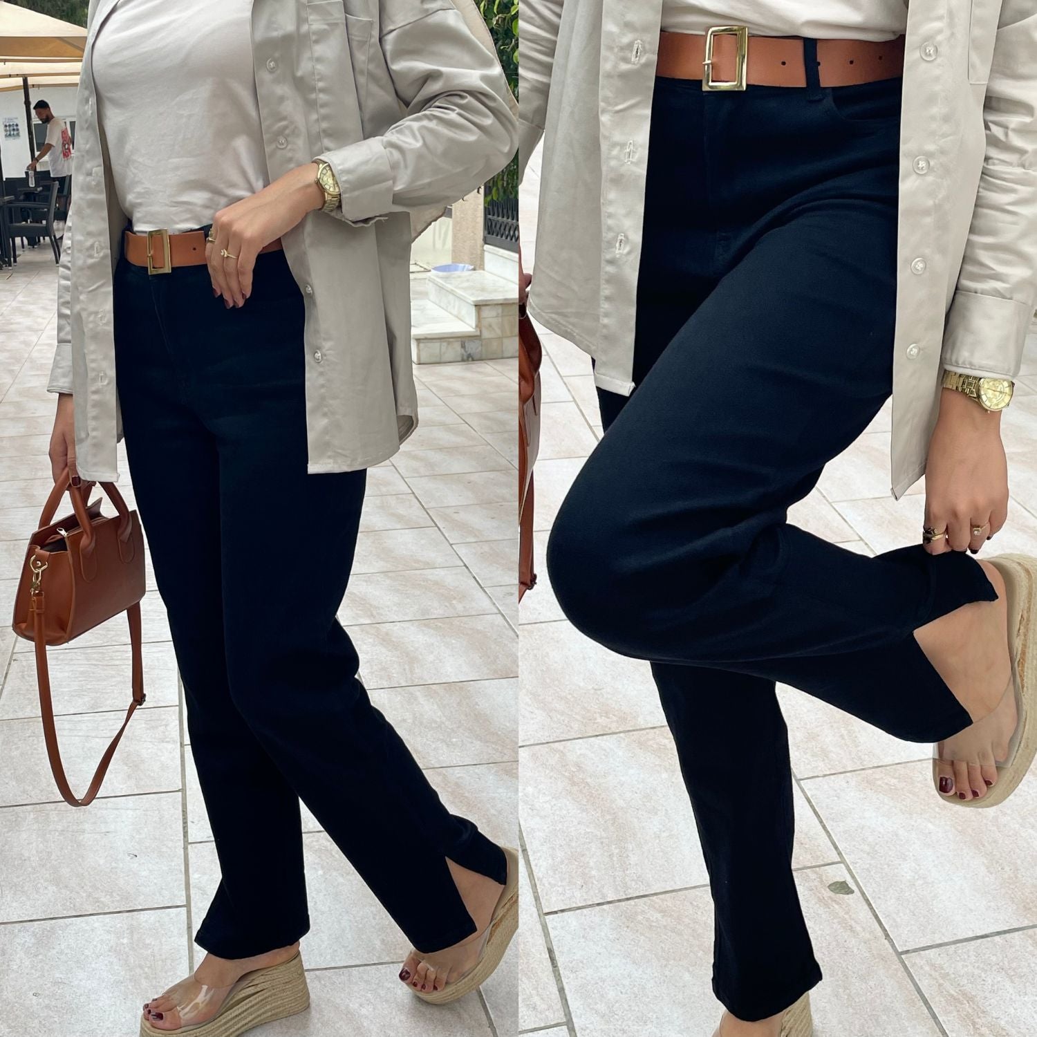 Jean straight avec fente