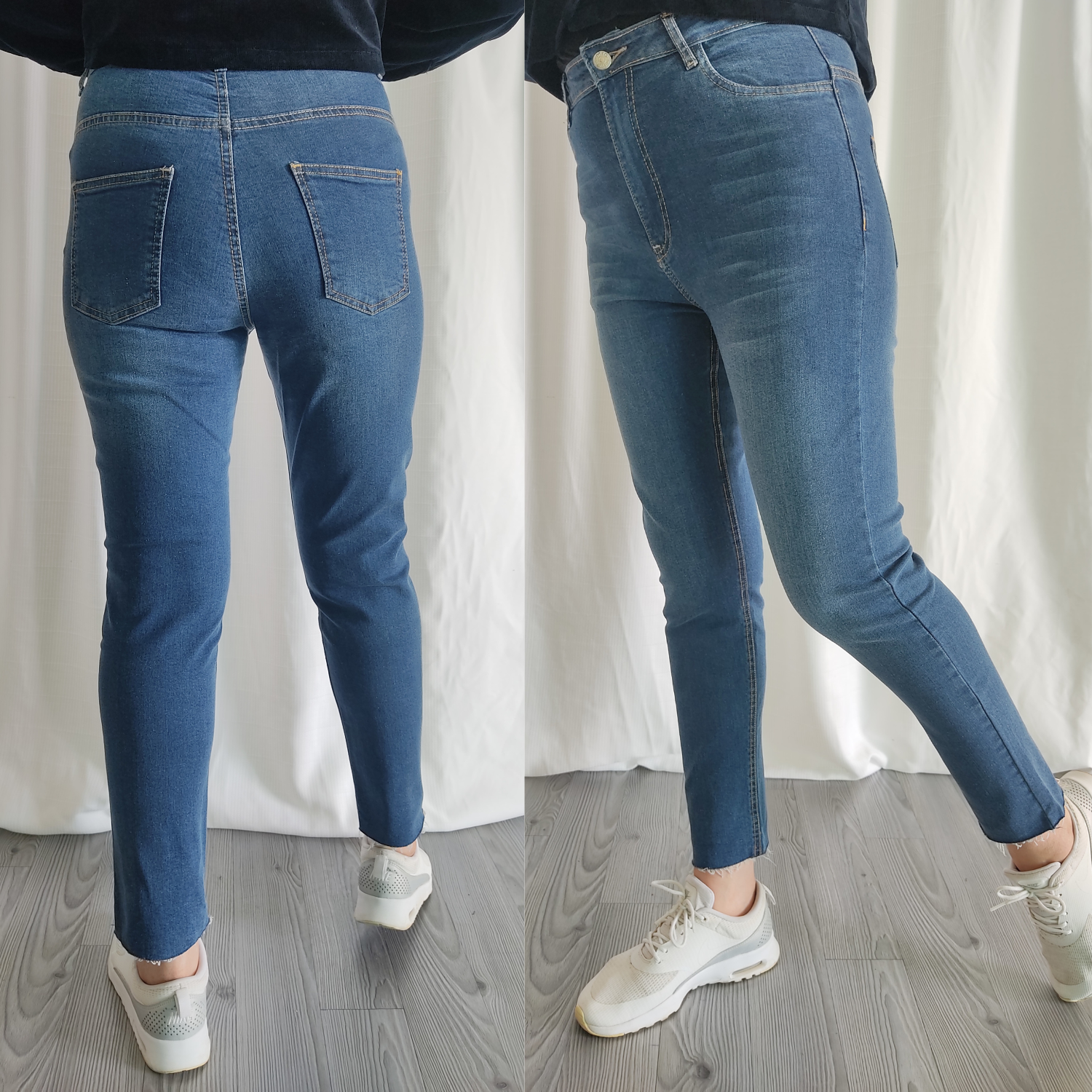 Jean Mom fit moulant taille haute