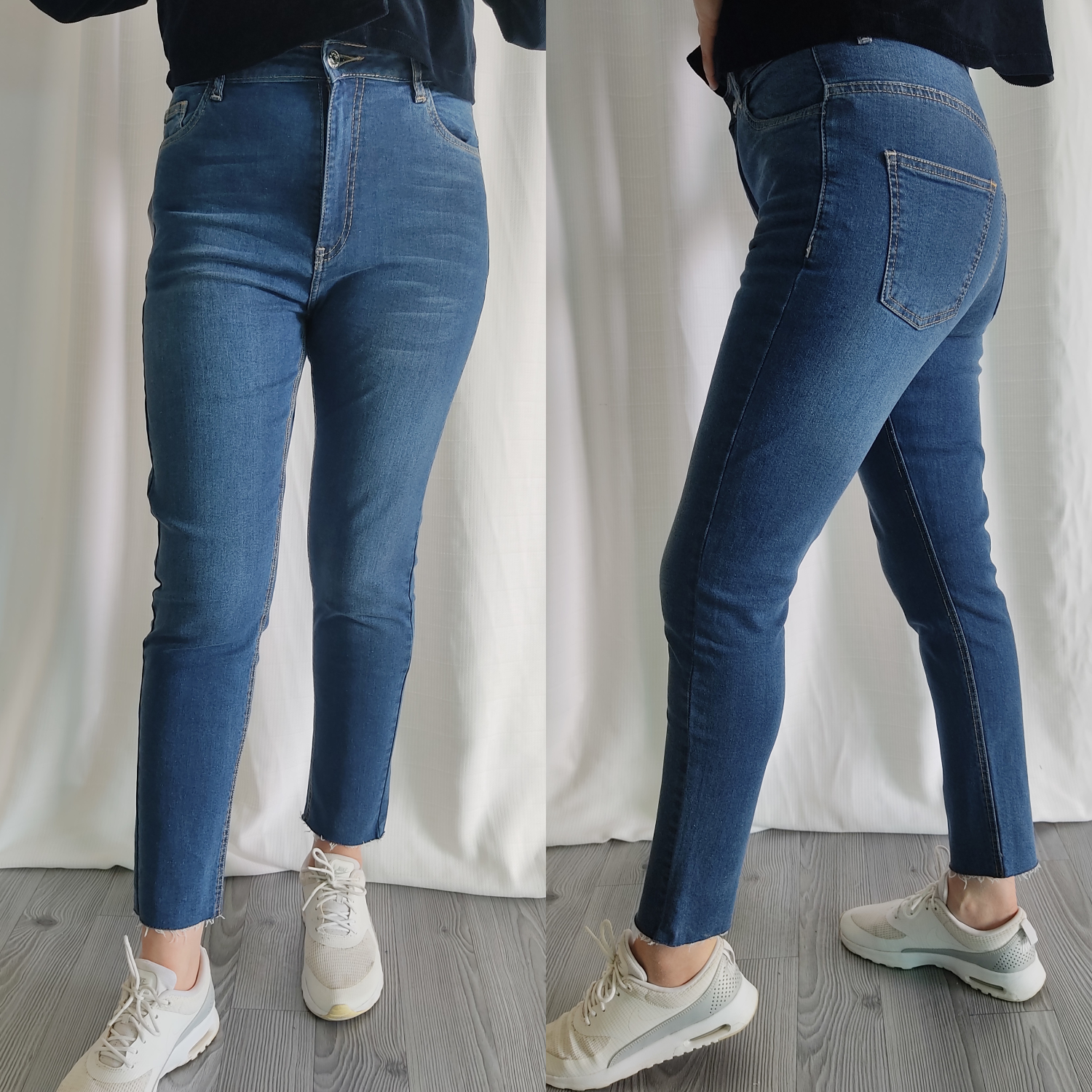 Série 8P Jean Mom fit moulant taille haute